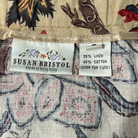 Vintage Susan Bristol Linen Floral Sleeveless Top, Maxi Skirt Mandarin Style 8 - Picture 15 of 16